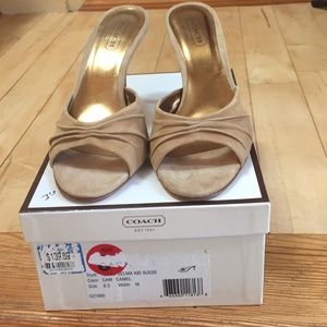 Coach camel “Selma Kid Suede” Mules